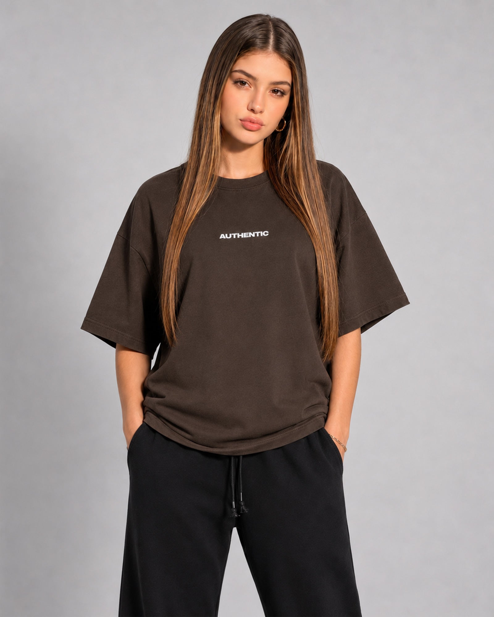 AUTHENTIC Oversized T-Shirt — Brown